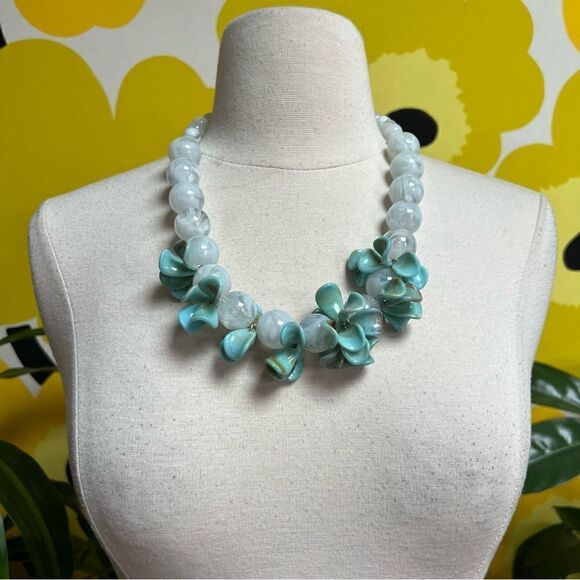 Huge Oversized Chunky Mint Green 3D Beaded Statement Necklace - Picture 9 of 9